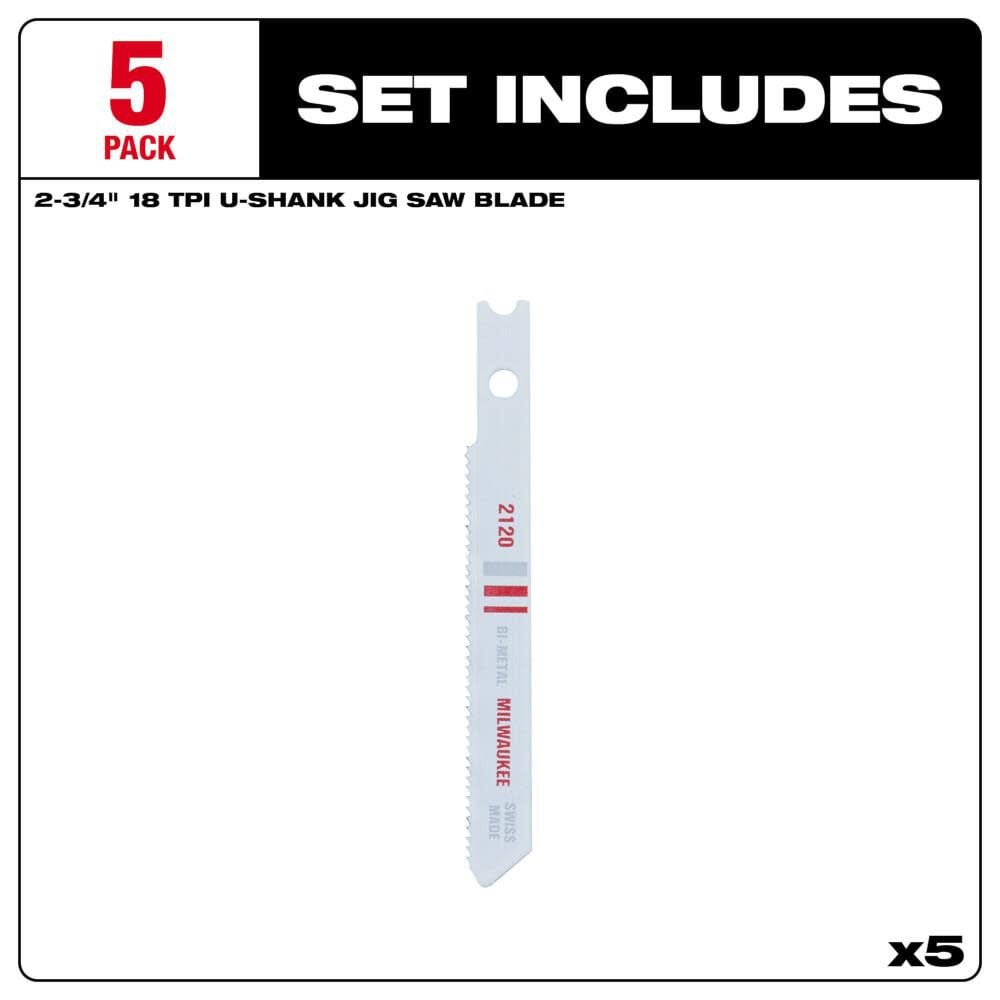 2-3/4 in. 18 TPI Bi-Metal Jig Saw Blades 5PK 48-42-2120