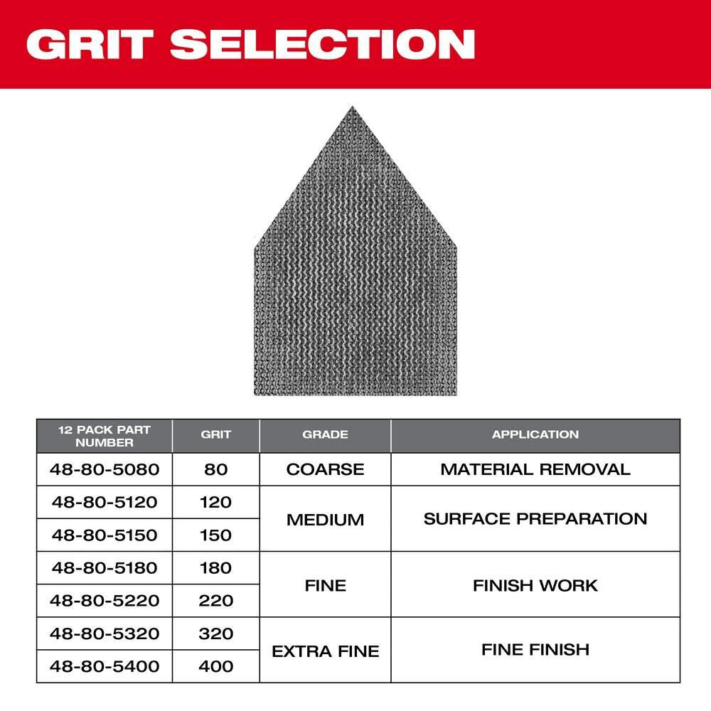 220 Grit Mesh Sanding Sheets for M12 Orbital Detail Sander 12pk 48-80-5220