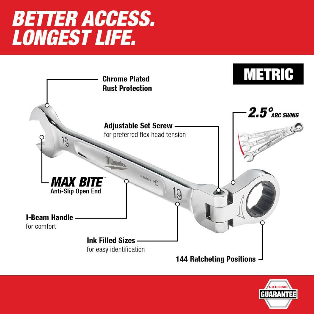 24MM Flex Head Ratcheting Combination Wrench 45-96-9624