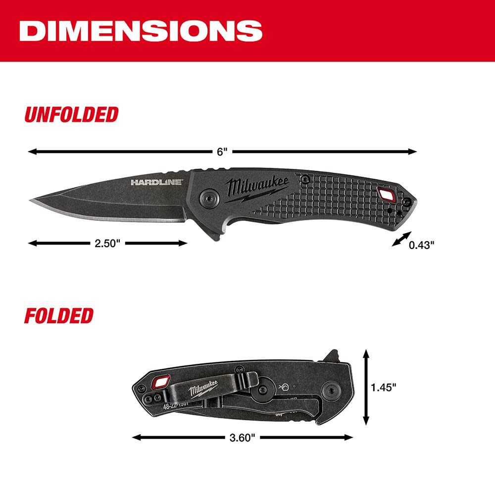 2.5 in. HARDLINE Smooth Drop Point Blade Pocket Knife 48-22-1997