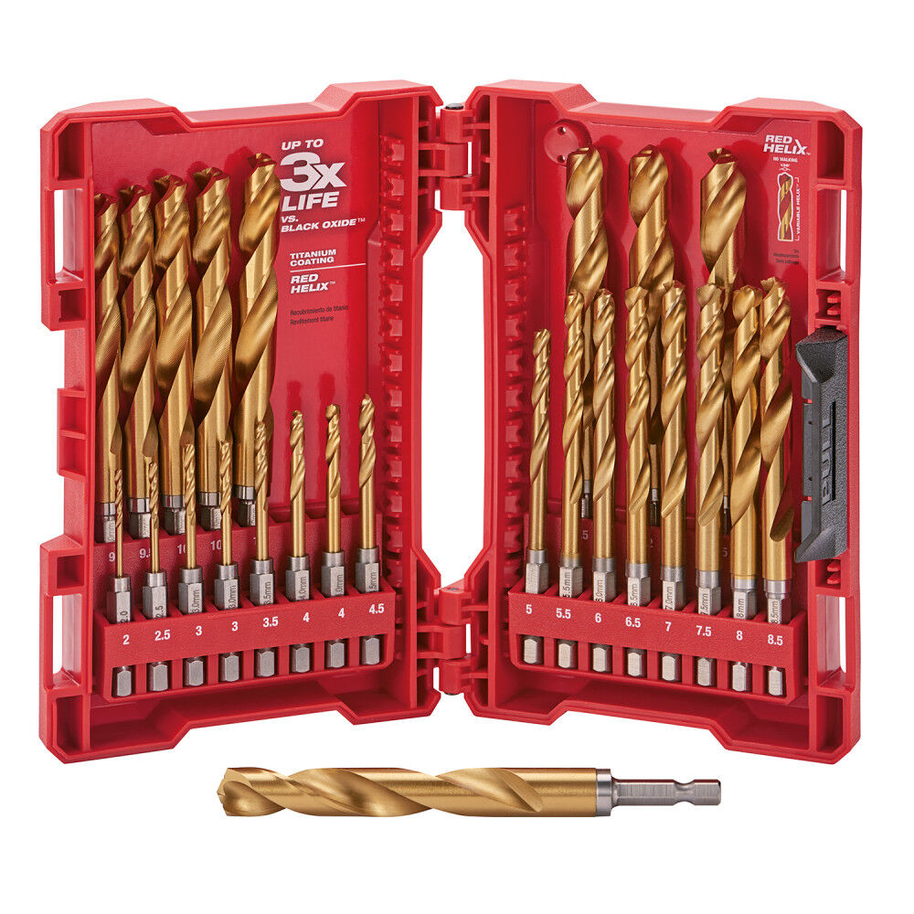 25-Piece Metric Titanium SHOCKWAVE Red Helix Drill Bit Kit 48-89-4861