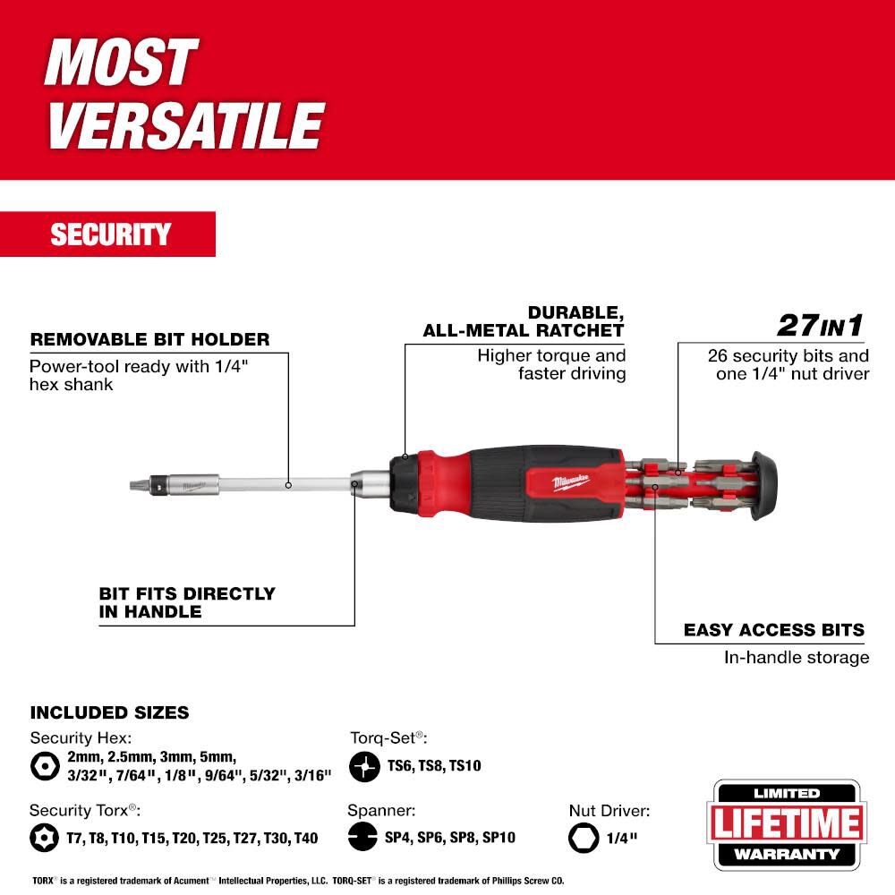 27-in-1 Ratcheting Security Multi-Bit Screwdriver 48-22-2912