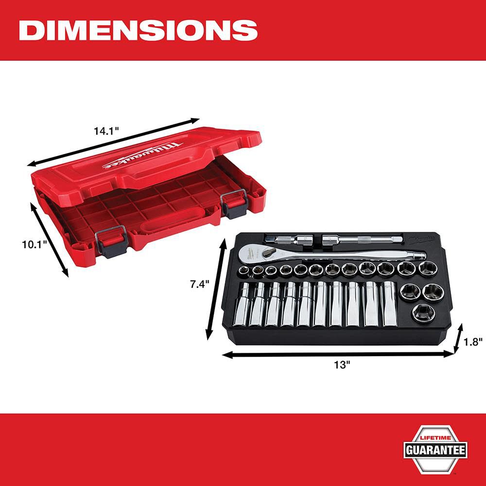 28 pc. 1/2 in. Socket Wrench Set (Metric) 48-22-9510