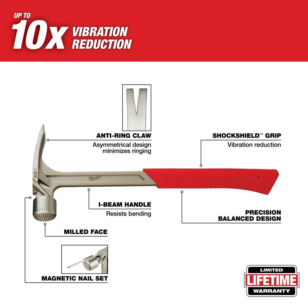 28oz Milled Face Framing Hammer 48-22-9029