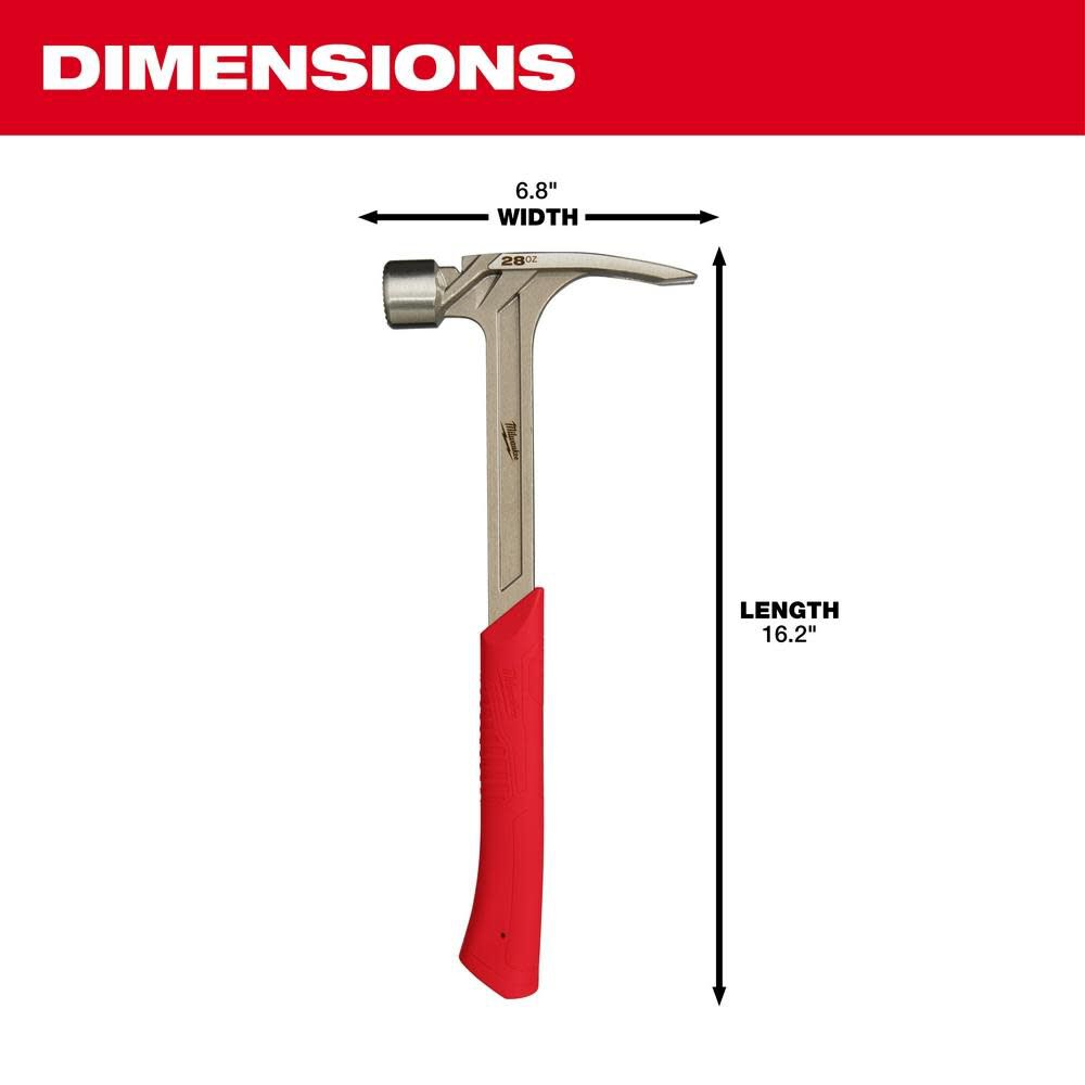 28oz Milled Face Framing Hammer 48-22-9029