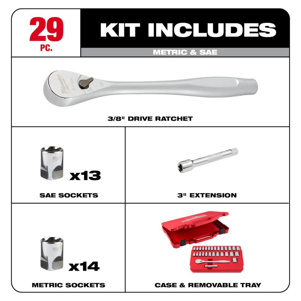 29pc Ratchet and Socket Tool Set 48-22-9088