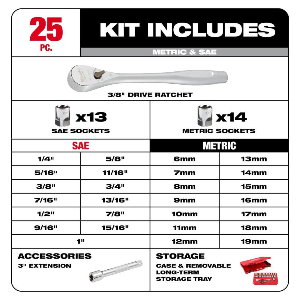 29pc Ratchet and Socket Tool Set 48-22-9088