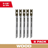 3-1/8 in. 8 TPI High Carbon Steel Jig Saw Blade 5PK 48-42-0240