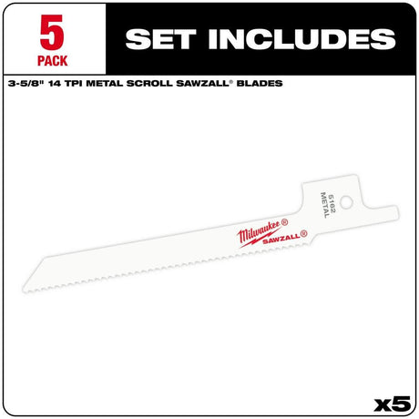 3-5/8 in. 14 TPI SUPER SAWZALL Blade 5PK 48-00-5162