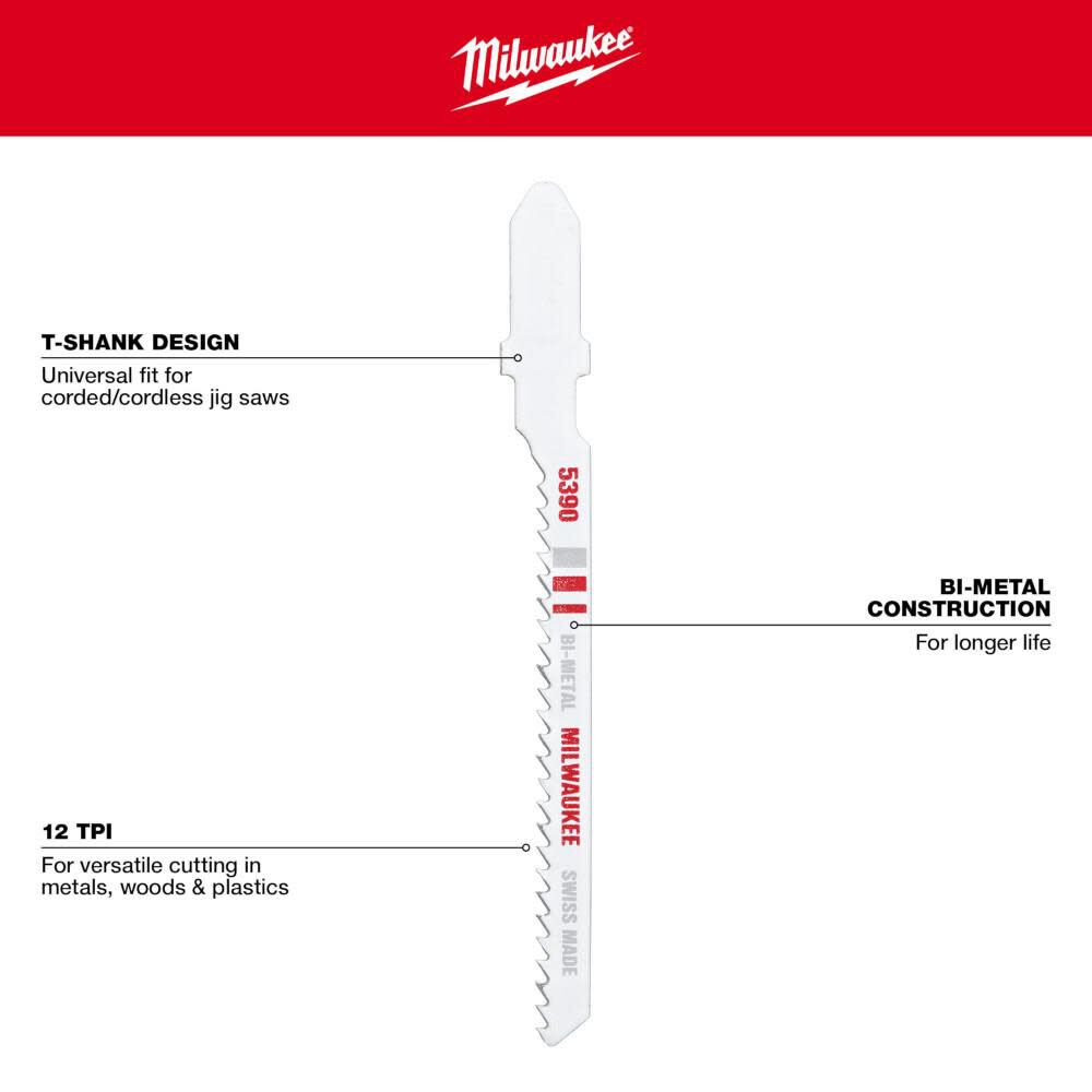 3 in. 12 TPI Bi-Metal Jig Saw Blade 5PK 48-42-5390