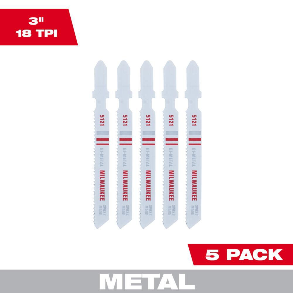 3 in. 18 TPI Bi-Metal Jig Saw Blade 5PK 48-42-5121