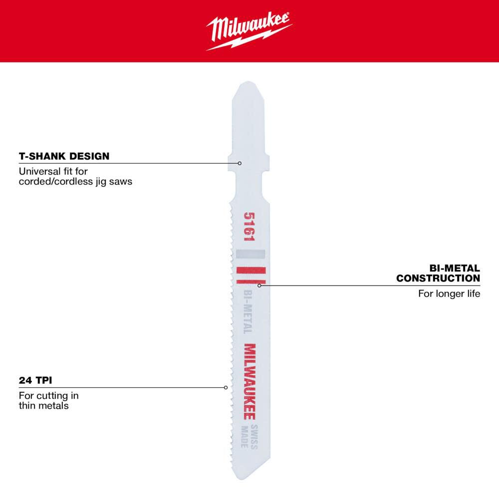 3 in. 24 TPI Bi-Metal Jig Saw Blades 5PK 48-42-5161