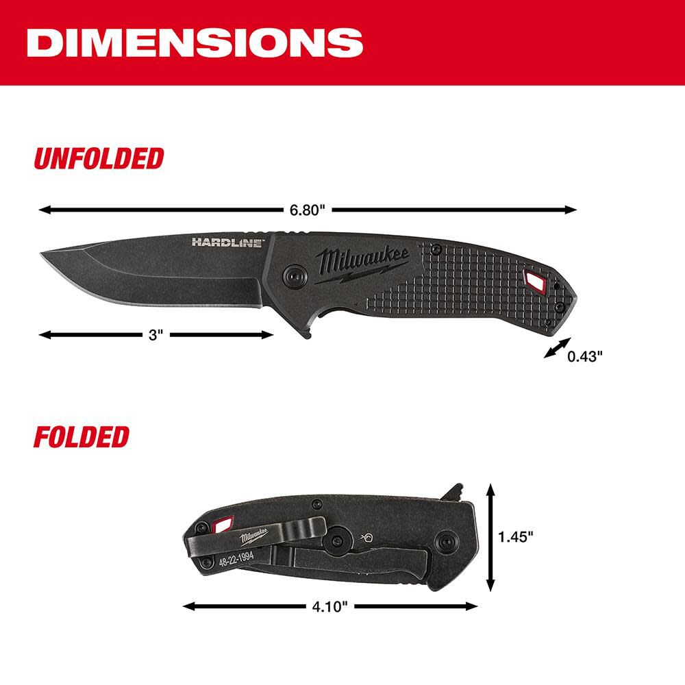 3 in. HARDLINE Smooth Blade Pocket Knife 48-22-1994