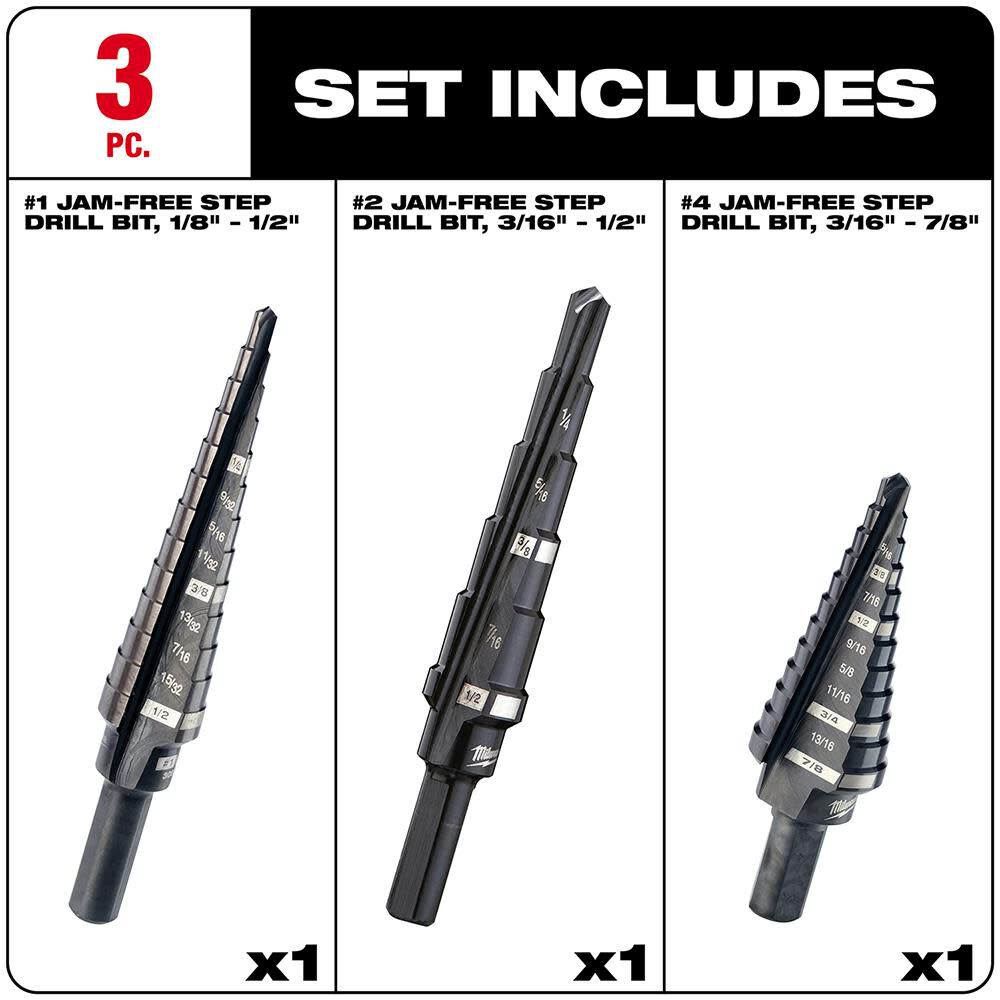 3-Piece Step Drill Bit Set 48-89-9221