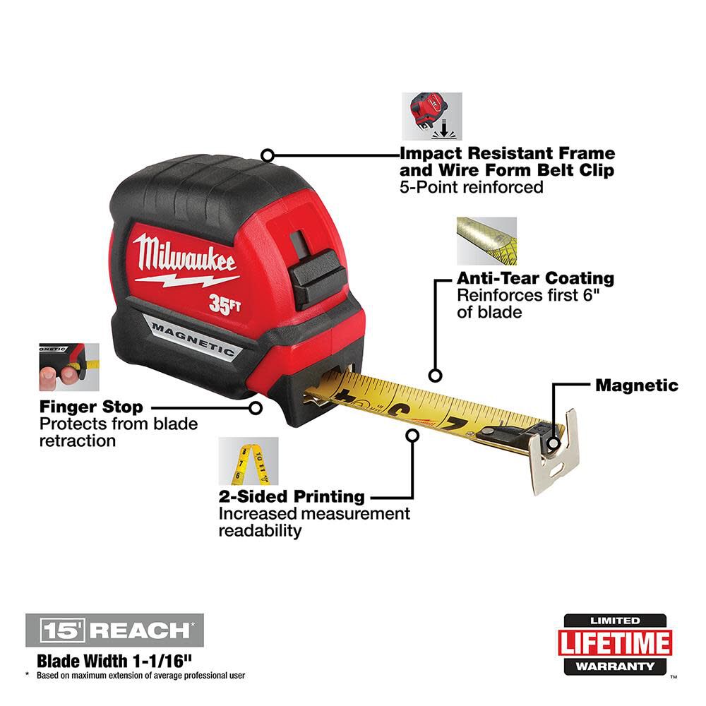 35Ft Compact Magnetic Tape Measure 48-22-0335