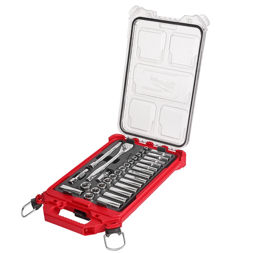 3/8 32pc Ratchet and Socket Set in PACKOUT - Metric 48-22-9482