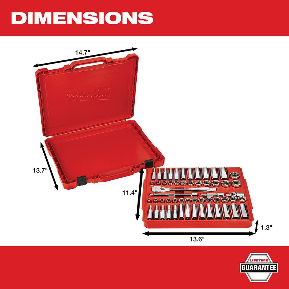 3/8 in. Drive 56 pc. Ratchet & Socket Set - SAE & Metric 48-22-9008