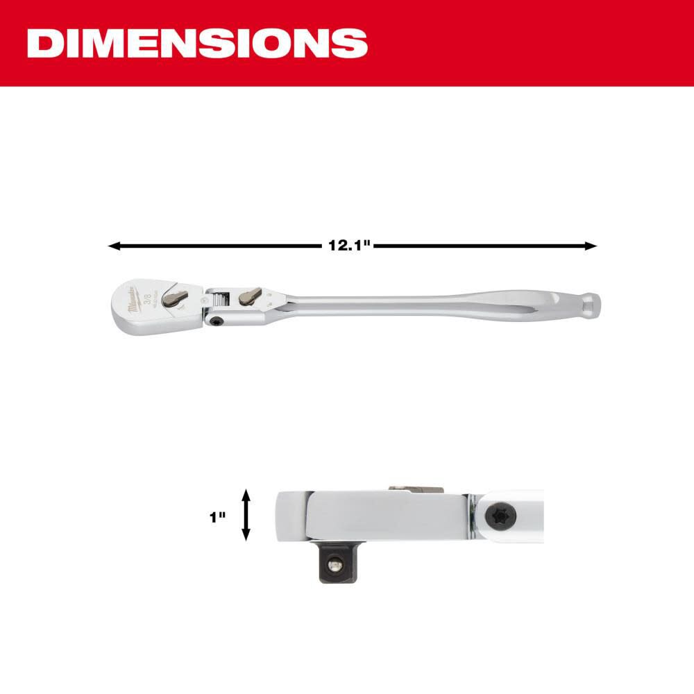 3/8inch Drive 12inch Flex Head Ratchet 48-22-9041