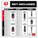 3/8inch Drive SAE & Metric Deep 6 Point 43pc 49-66-7009