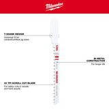 3in 20TPI T-Shank Wood Bi-Metal Jigsaw Blades 5pk 48-42-5385