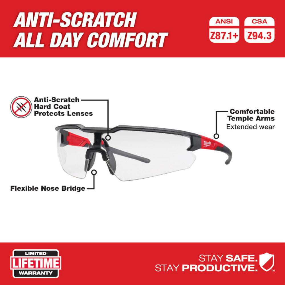 3PK Safety Glasses - Clear Anti-Scratch Lenses 48-73-2052