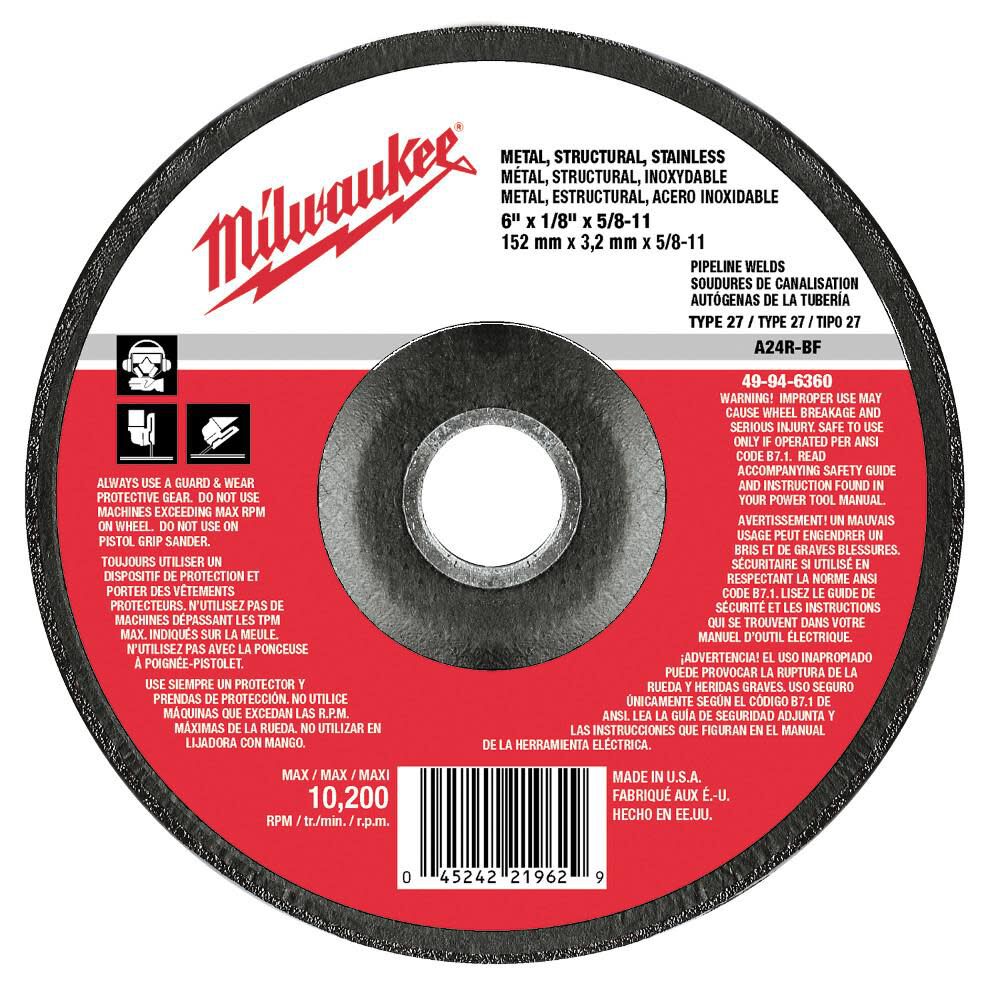 4-1/2 Inch x 1/8 Inch x 5/8 to 11 Inch Grinding Wheel (Type 27) 49-94-4525