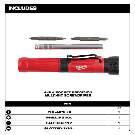 4-in-1 Pocket Precision Multi-Bit Screwdriver 48-22-2932