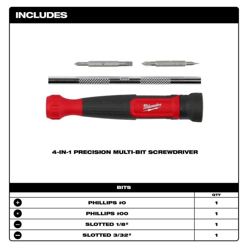 4 in 1 Precision Multi Bit Screwdriver 48-22-2930