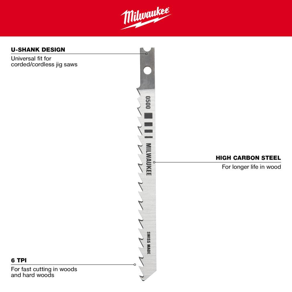 4 in. 6 TPI High Carbon Steel Jig Saw Blade 5PK 48-42-0500