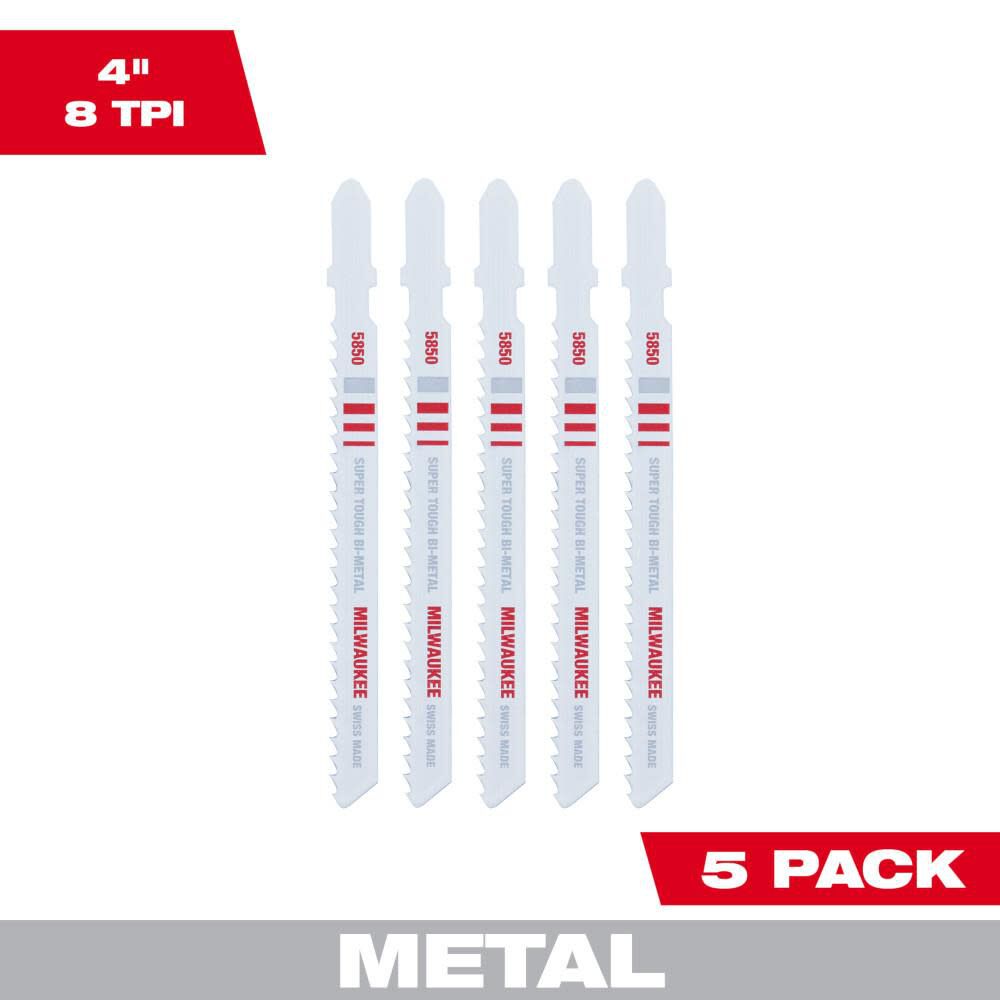 4 in. 8 TPI Bi-Metal Jig Saw Blades 5PK 48-42-5850