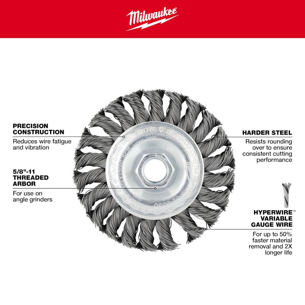 4 in. Carbon Steel Full Cable Twist Knot Wheel 48-52-5030