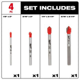 4 pc Glass and Tile Bit Set 48-20-8988