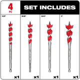 4 Pc Speed Feed Wood Bit Set 48-13-0400