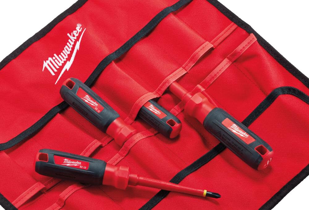 4-Piece 1000V Insulated Screwdriver Set with Roll Pouch 48-22-2204