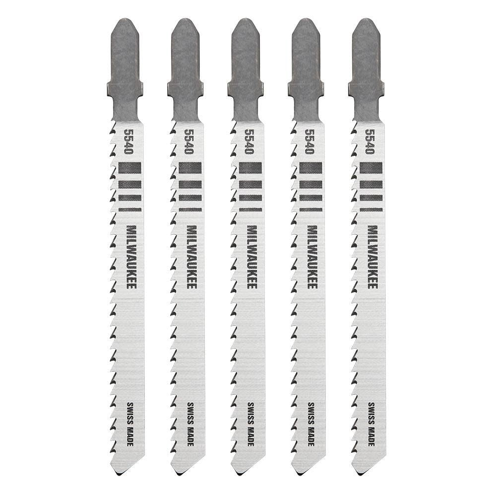 4in 10TPI T-Shank Wood High Carbon Steel Jigsaw Blades 5pk 48-42-5540