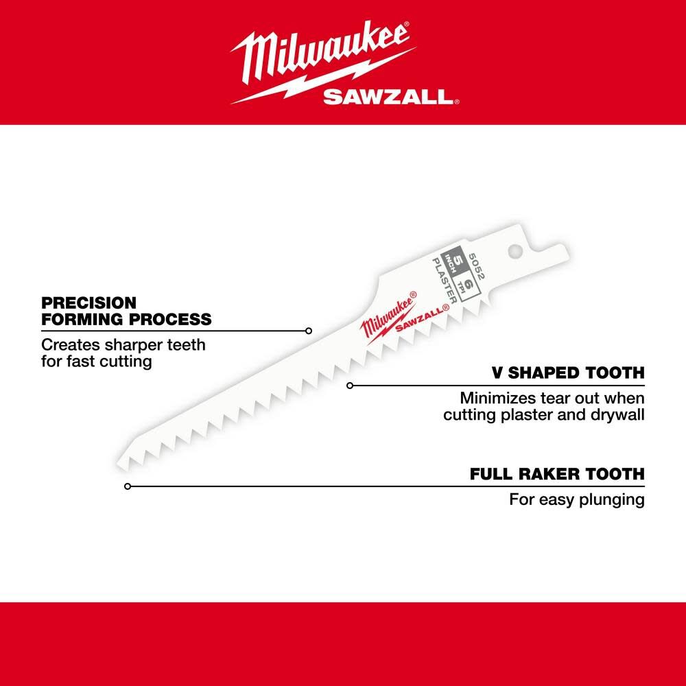 5 in. 6 TPI Plaster SAWZALL Blades 5PK 48-00-5052