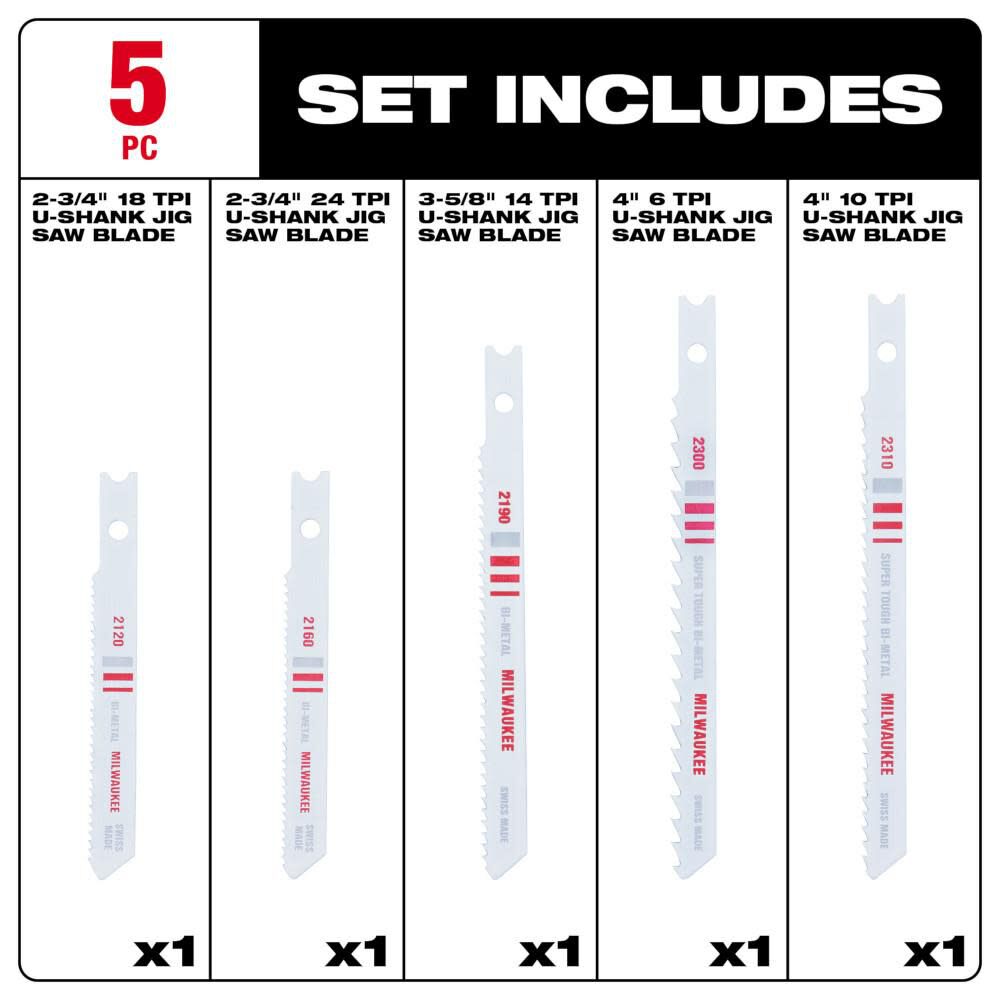 5 Pc. U-Shank Jig Saw Blade Assortment 49-22-1168