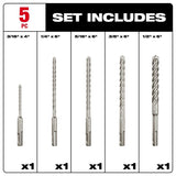 5-Piece MX4 4-Cutter SDS-Plus Rotary Hammer-Drill Bit Kit 48-20-7498