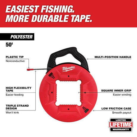 50 Ft. Polyester Fish Tape with Non-Conductive Tip 48-22-4162