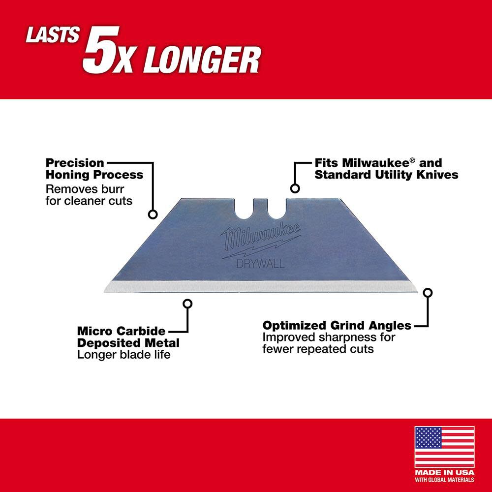 50-Piece Drywall Utility Knife Blades with Dispenser 48-22-1953