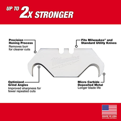 50-Piece Hook Utility Knife Blades with Dispenser 48-22-1952