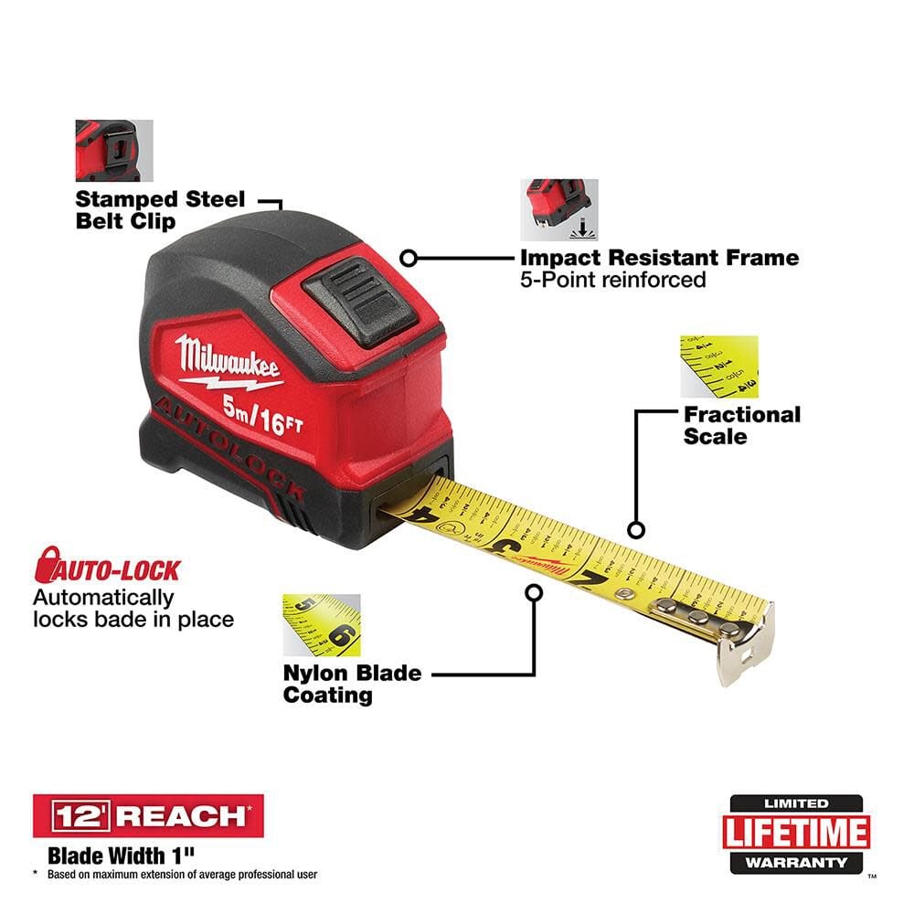 5m/16' Compact Auto Lock Tape Measure 48-22-6817