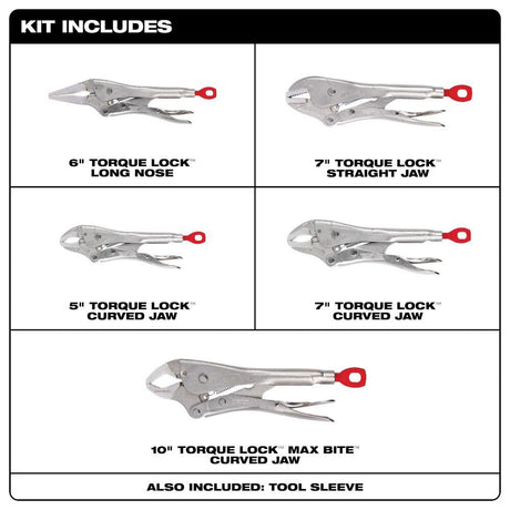 5Pc TORQUE LOCK Locking Pliers Kit 48-22-3695