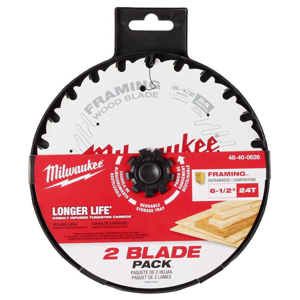 6-1/2 24T Framing Circular Saw Blade 2PK 48-40-0626