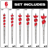 6-1/2 in. SPEED FEED Wood Bit Set (6 Piece) 48-13-0600