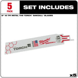 6 in. 10 TPI THE TORCH SAWZALL Blades 5PK 48-00-5712