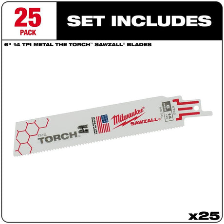 6 in. 14 TPI THE TORCH SAWZALL Blade 25PK 48-00-8782