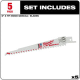 6 in. 5 TPI SAWZALL Blades 5PK 48-00-5035