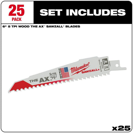 6 in. 5 TPI The Ax SAWZALL Blade 25PK 48-00-8021