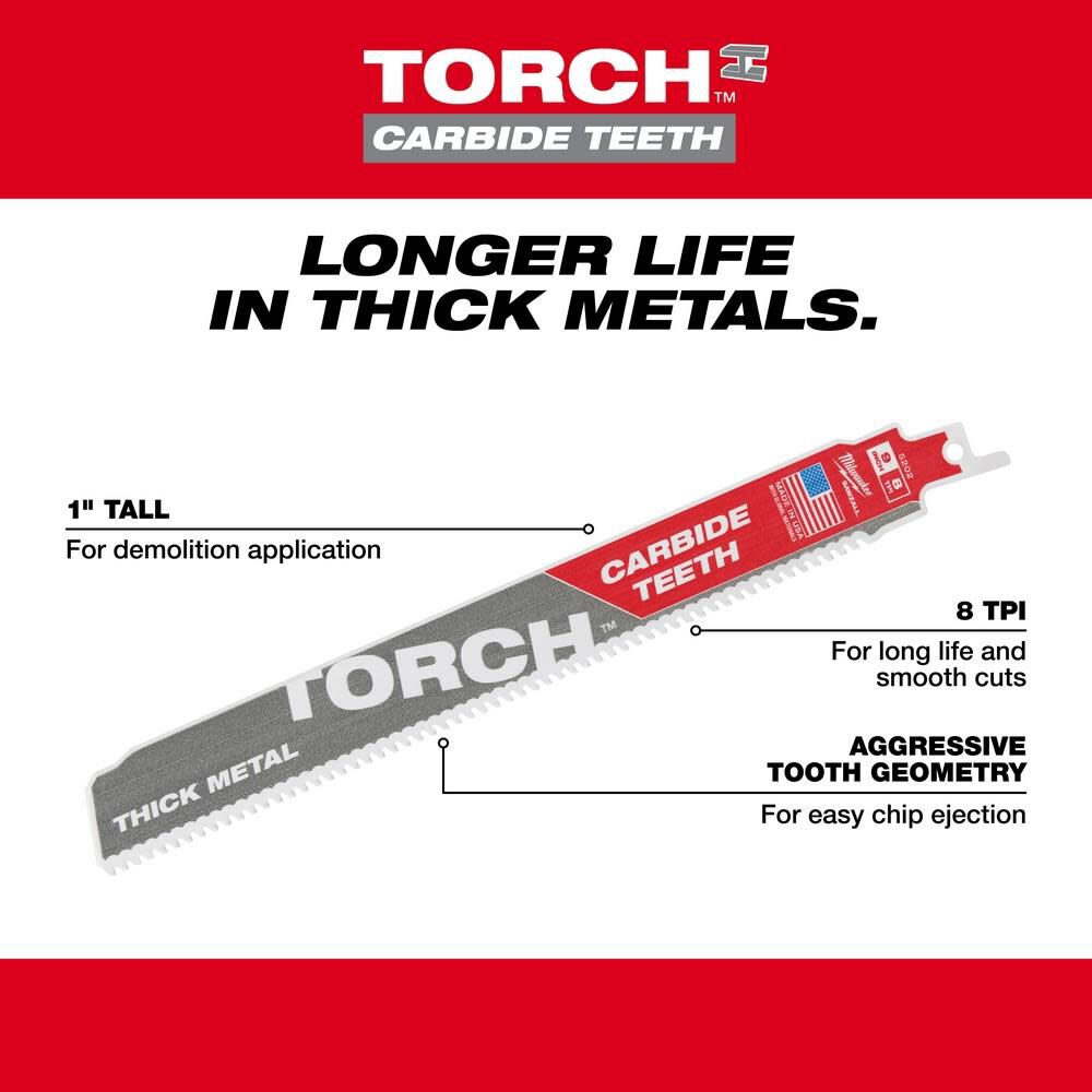 6 in. 7 TPI THE TORCH Carbide Teeth Metal Cutting SAWZALL Reciprocating Saw Blade 48-00-5501